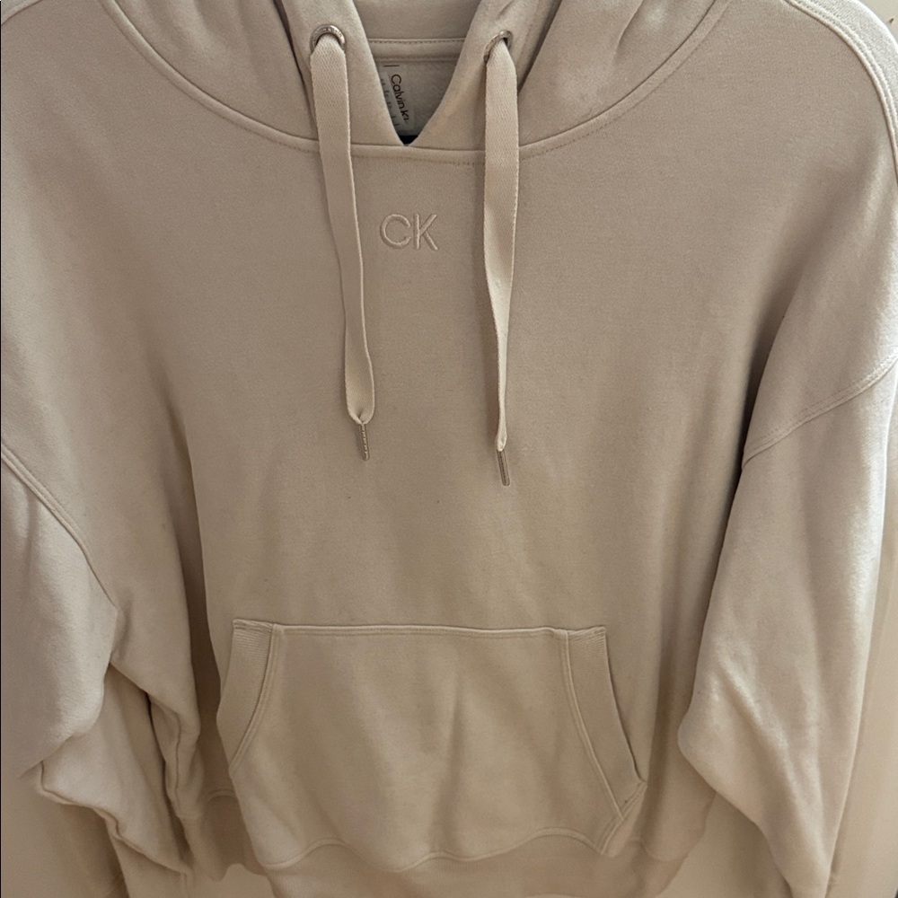 Calvin Klein Cream Hoodie with CK Logo